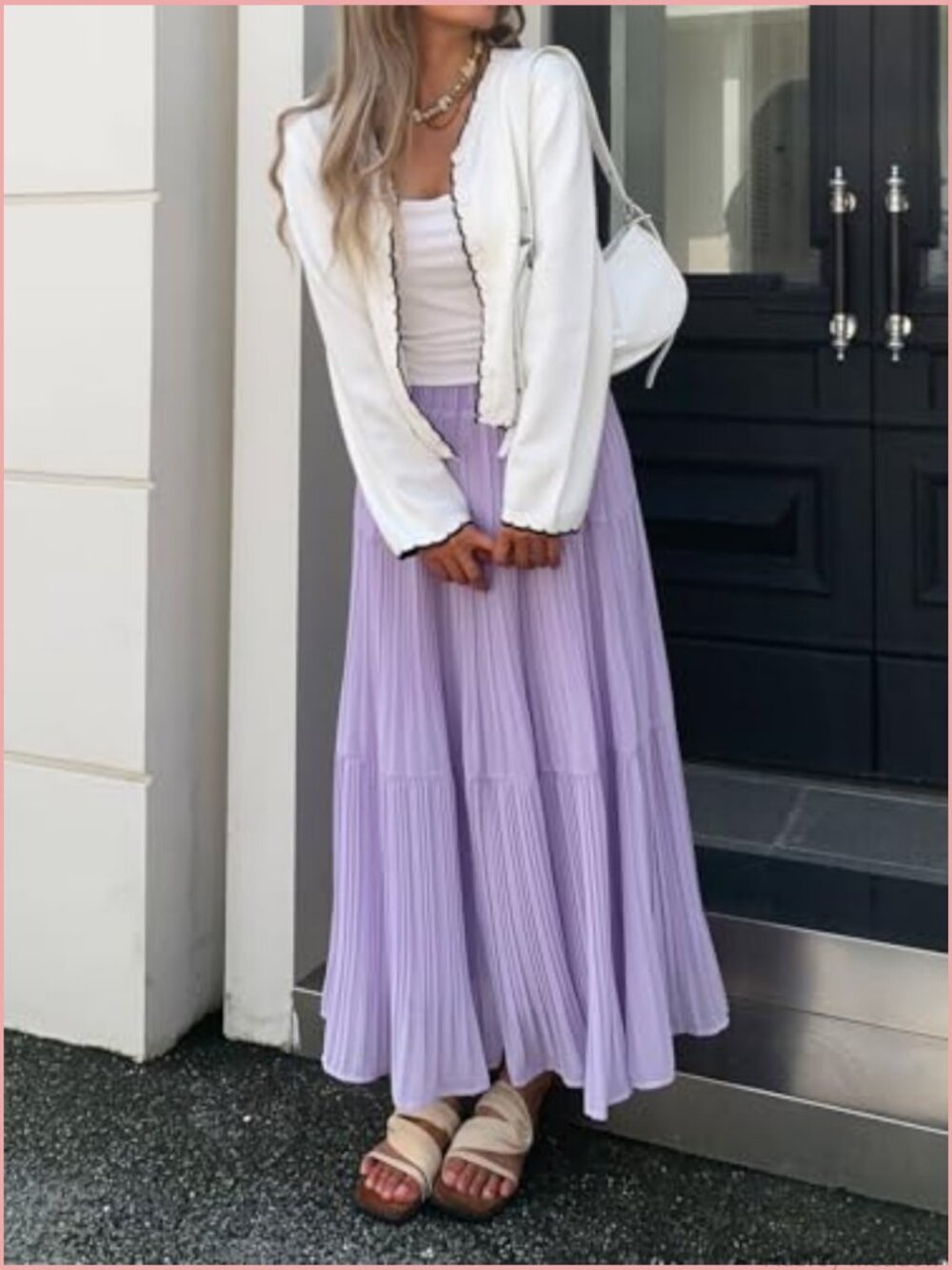 Long Sleeve Cardigan Button Down Knit Open Front Cropped Contrast Trim Sweater - Picture 5 of 7